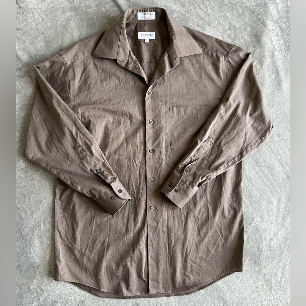 Concept by Claiborne Brown Dress Shirt Size 15.5